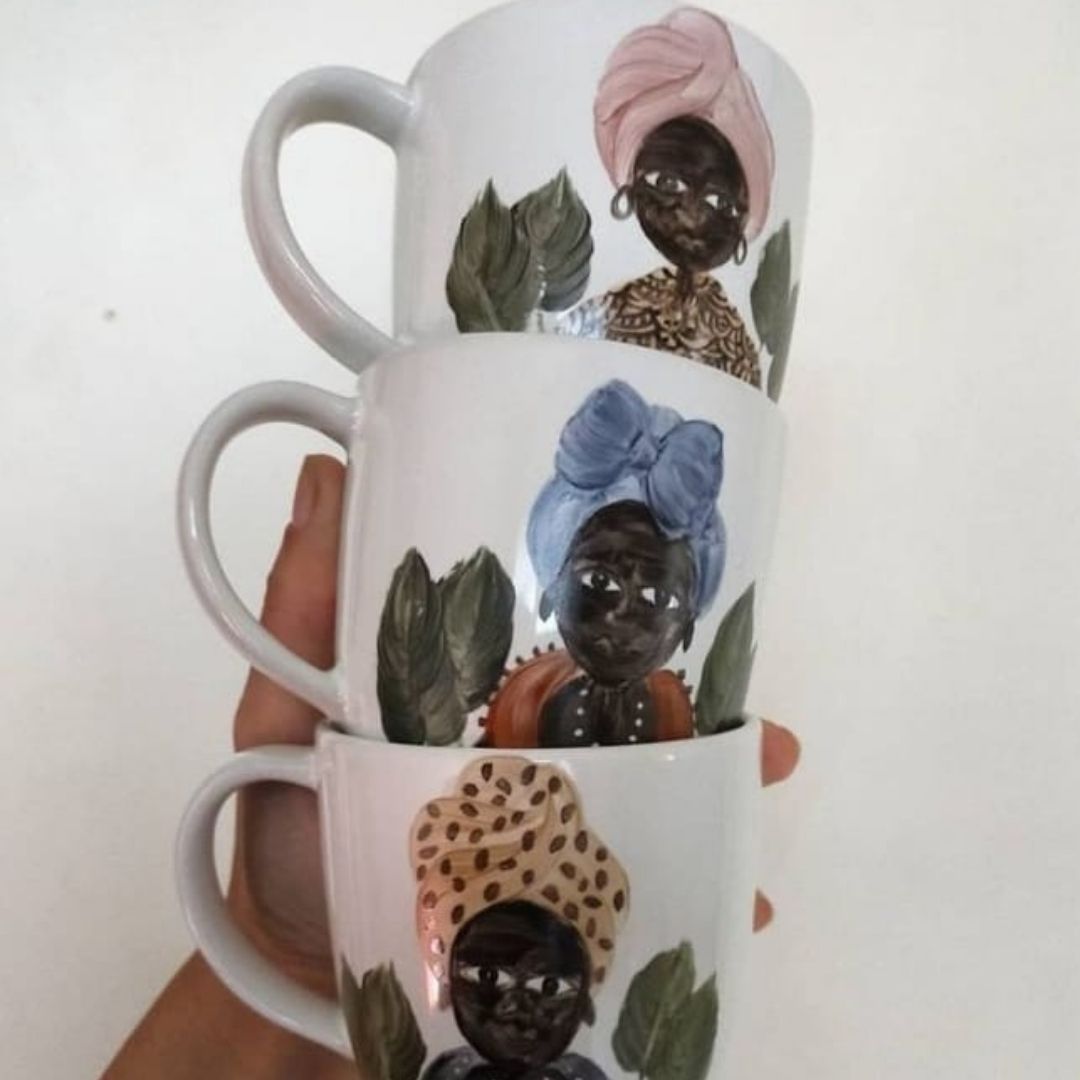 Buf Seramik El Boyaması Seramik Mug, 240 ml