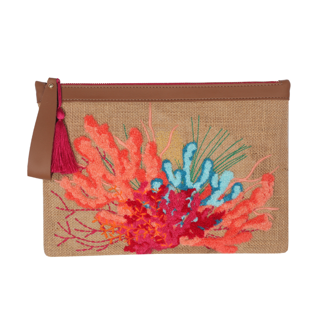 EYNA & CO. Punch Multi Coral Clutch