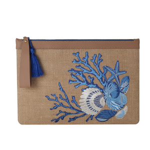 EYNA & CO. Blue Blanc Clutch