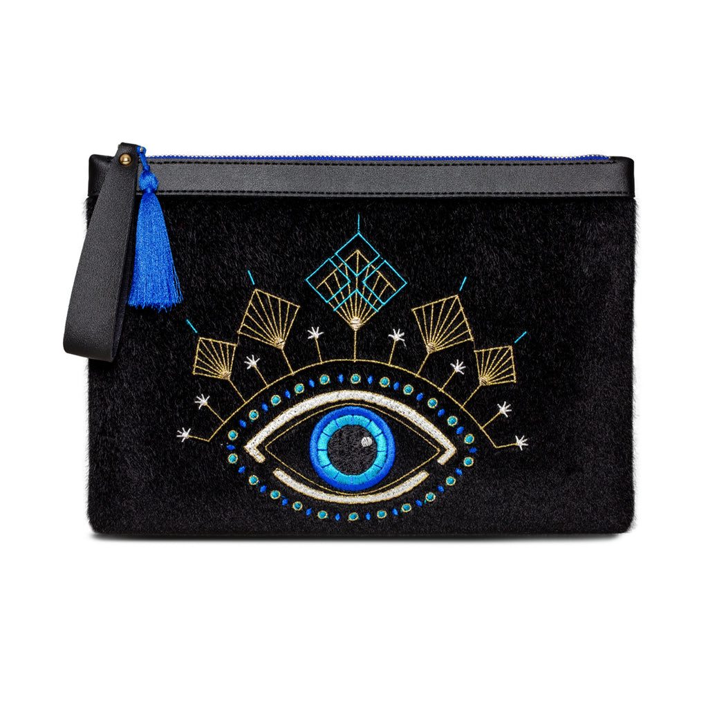 EYNA & CO. Evil Eye Black Blue Clutch