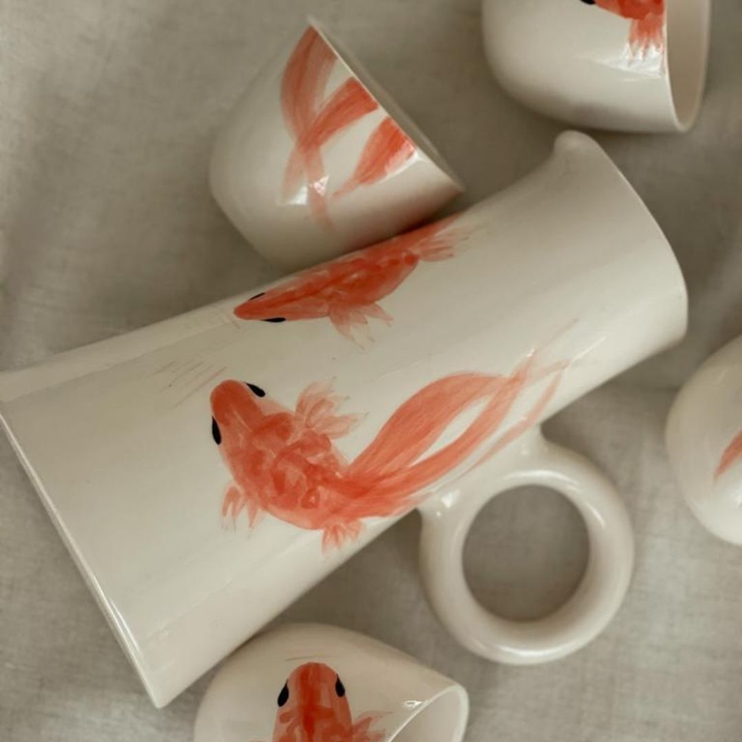 Koi Carafe & Mug Set by Hande Sönmez